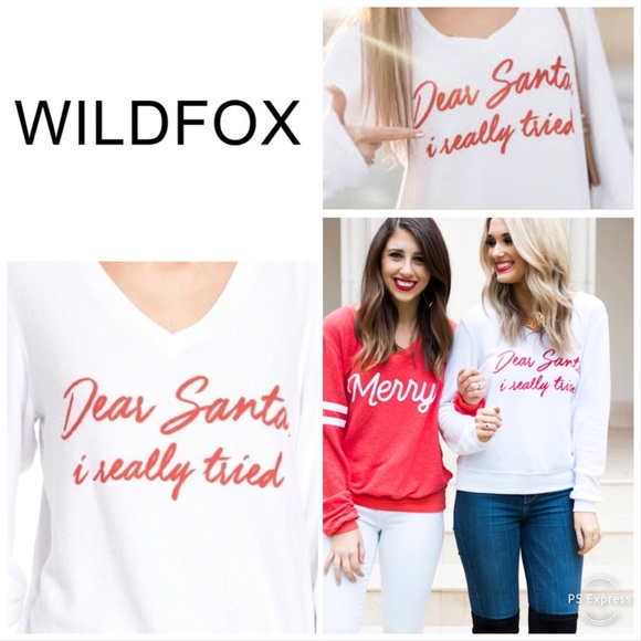 WILDFOX BAGGY BEACH DEAR SANTA PULLOVER TOP - Picture 4 of 7